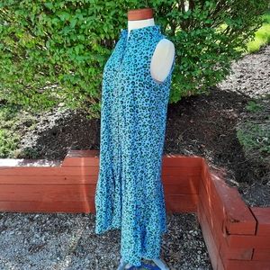 Anthropologie Maeve Paola Flounced Midi Dress Cheetah Print Organic Cotton Med